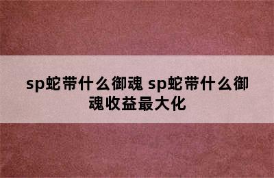 sp蛇带什么御魂 sp蛇带什么御魂收益最大化